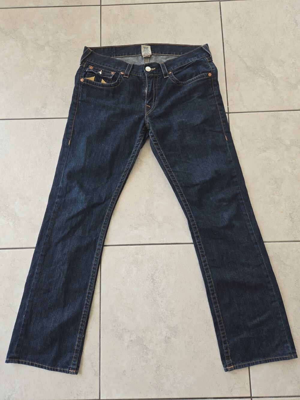 True Religion Straight Leg Dark Wash Jeans Mens 34x36